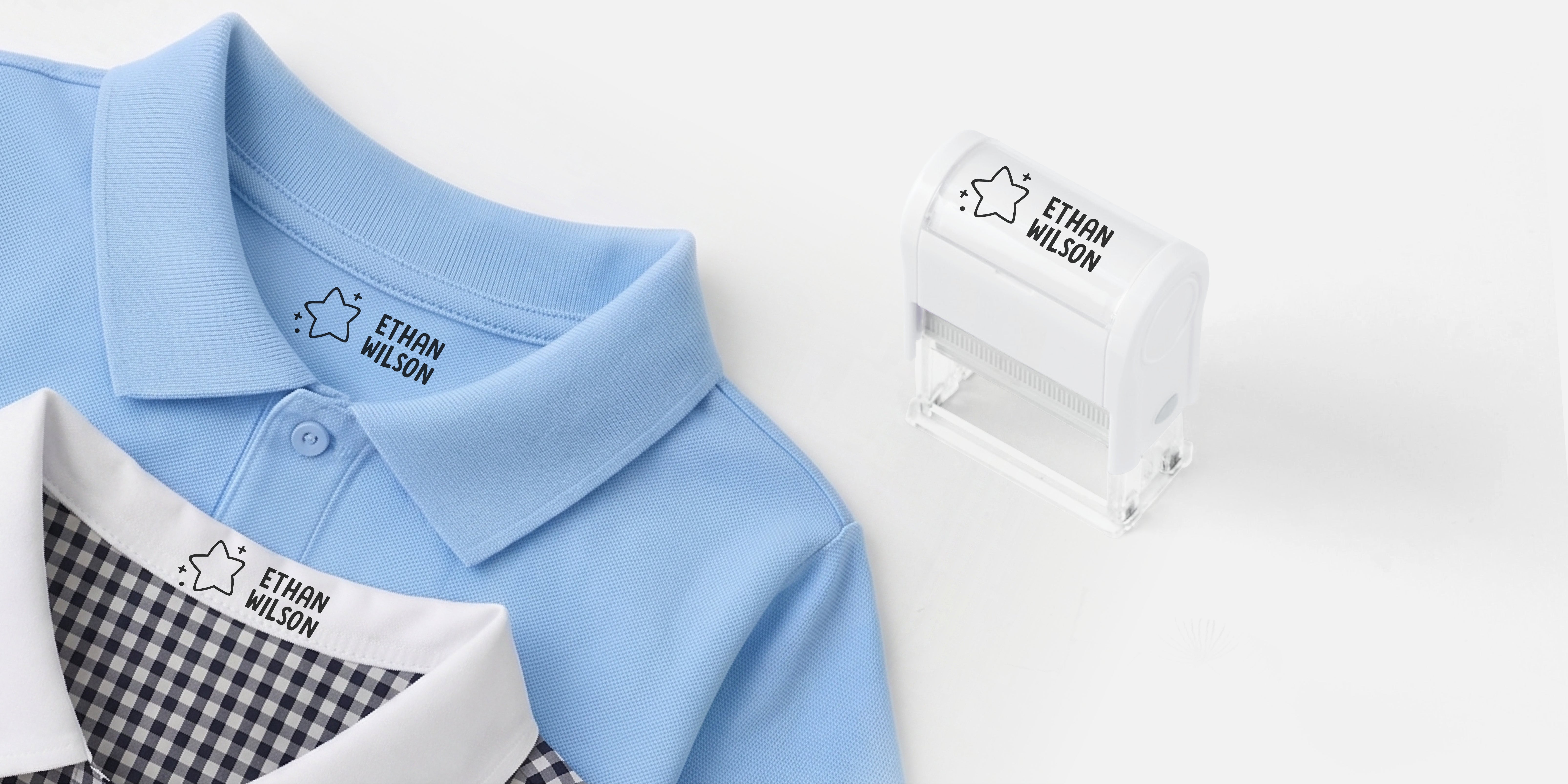Name stamp on kids' clothing